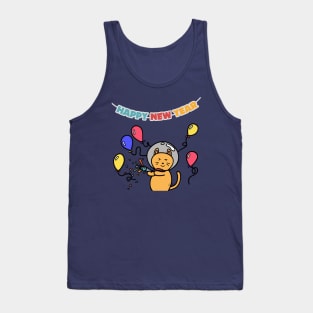 cat New year party girlfriend couple Tank Top